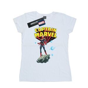 Captain Marvel Womens/Ladies Pose Cotton T-Shirt / White